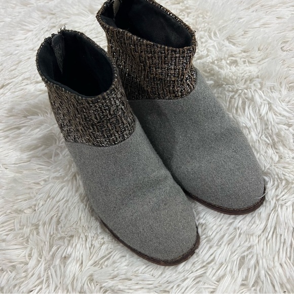 Toms Leila Metallic Tweed Gray Wool Ankle Boots Size 8 - Picture 4 of 11